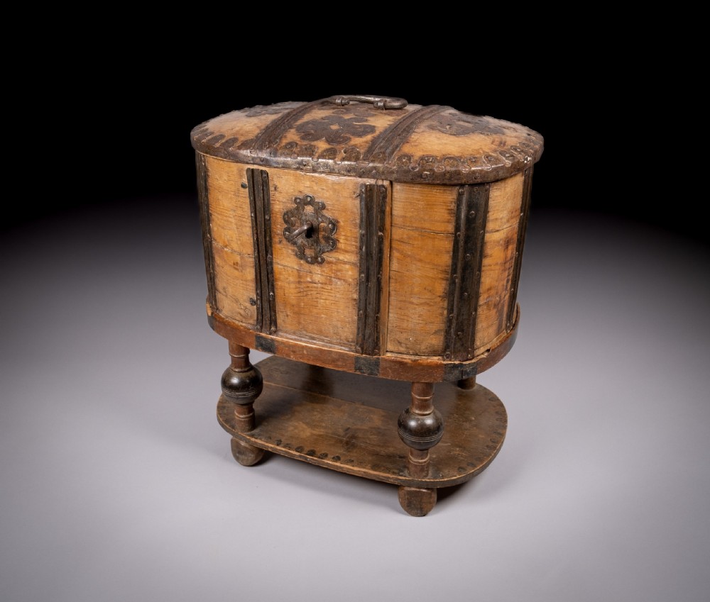 18th Century Swedish Bentwood Pine & Iron Strong Box View IV