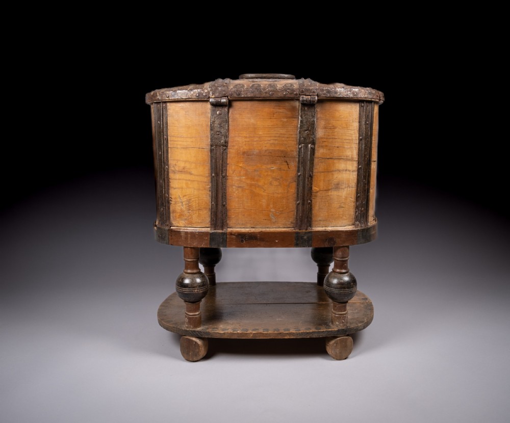 18th Century Swedish Bentwood Pine & Iron Strong Box View XI