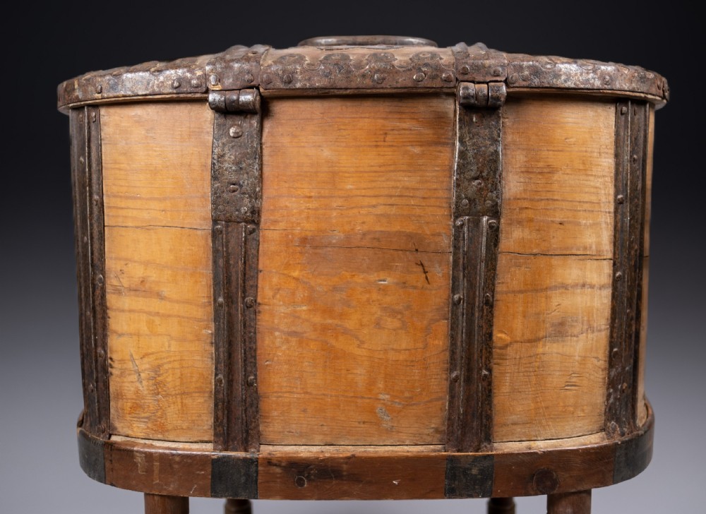 18th Century Swedish Bentwood Pine & Iron Strong Box View XII
