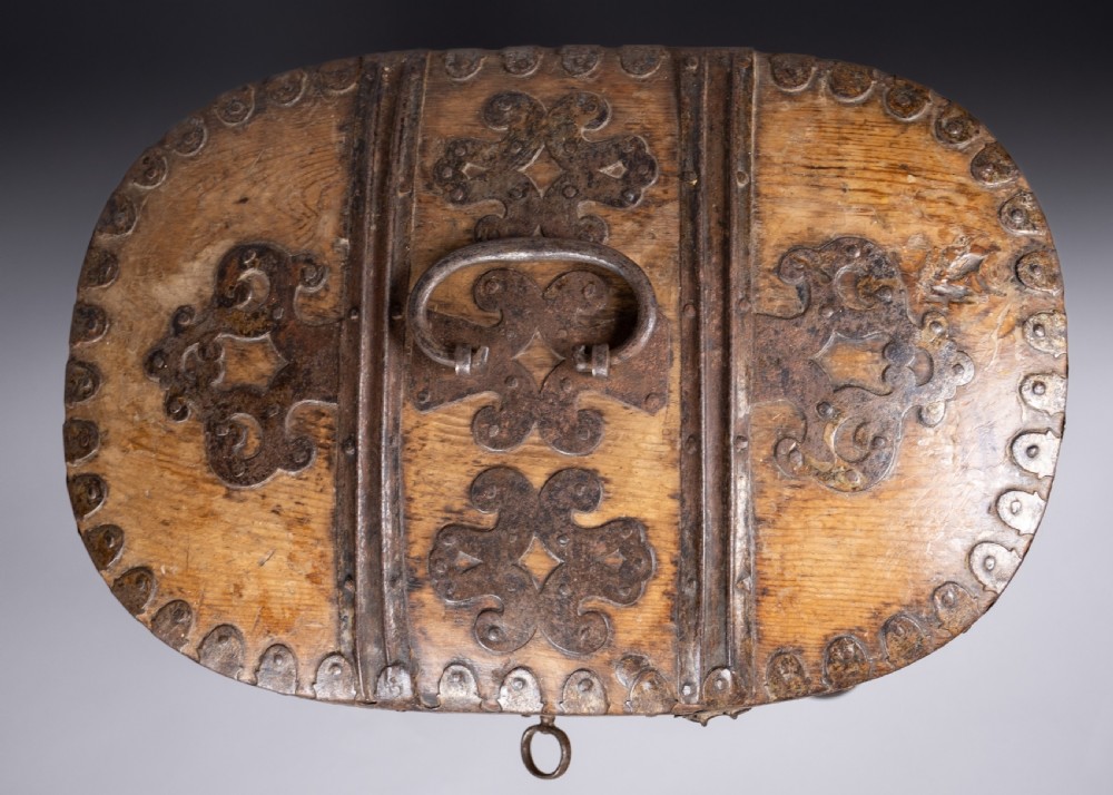 18th Century Swedish Bentwood Pine & Iron Strong Box View XV