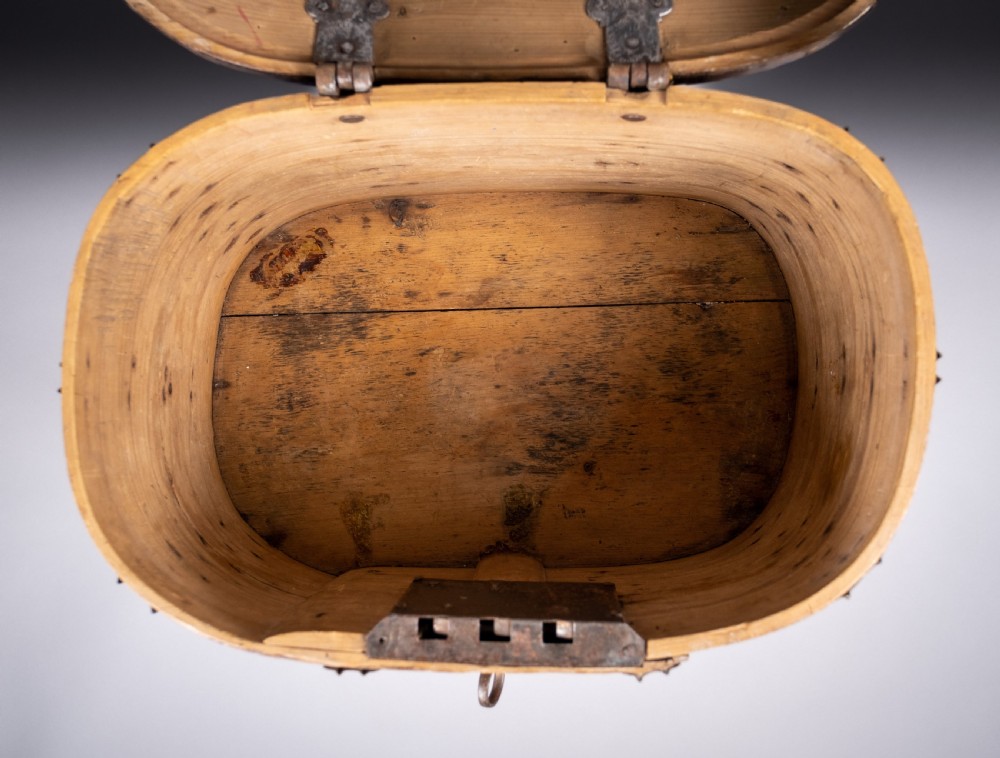 18th Century Swedish Bentwood Pine & Iron Strong Box View XVIII
