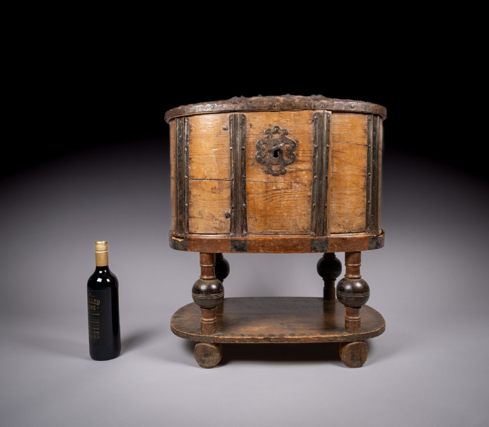 18th Century Swedish Bentwood Pine & Iron Strong Box View XXII