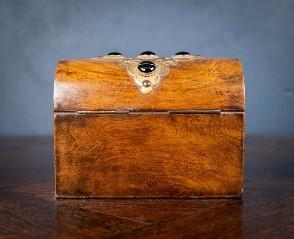 Victorian Walnut & Agate Cabochon Casket / Box View IX