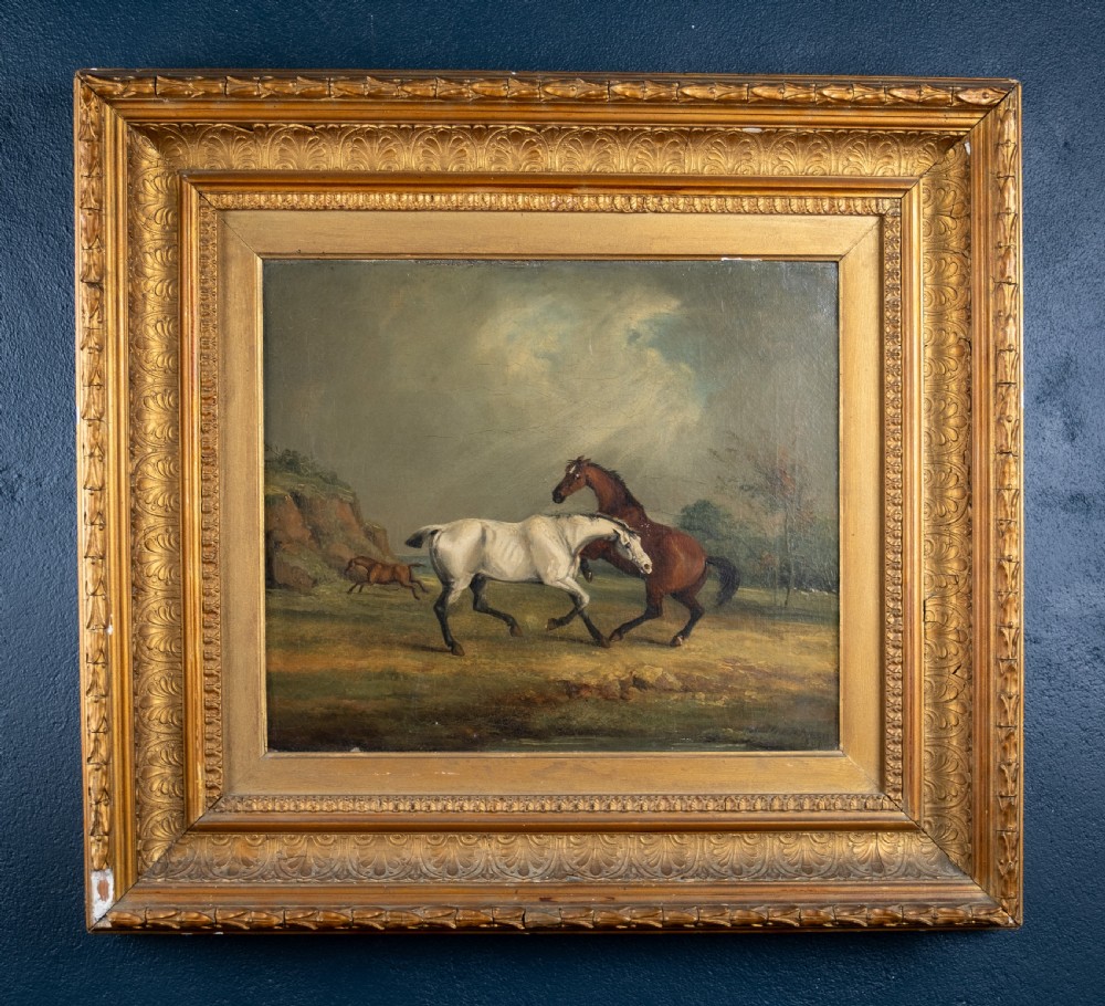 Circle of Samuel Alken (British, 1784-1825) - Horses In Pasture (Signed 'S. Alken, 1806'). Oil On Canvas.  View II