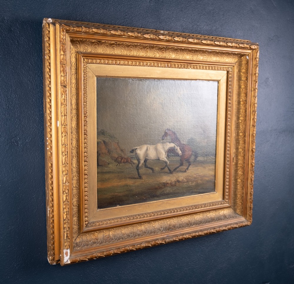 Circle of Samuel Alken (British, 1784-1825) - Horses In Pasture (Signed 'S. Alken, 1806'). Oil On Canvas.  View XIII