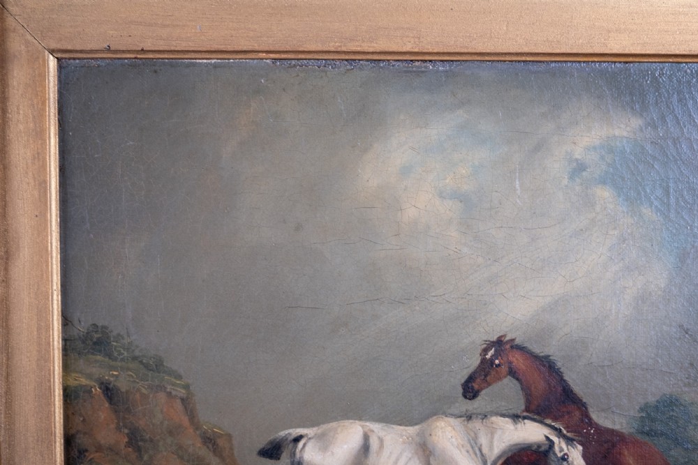 Circle of Samuel Alken (British, 1784-1825) - Horses In Pasture (Signed 'S. Alken, 1806'). Oil On Canvas.  View XIV