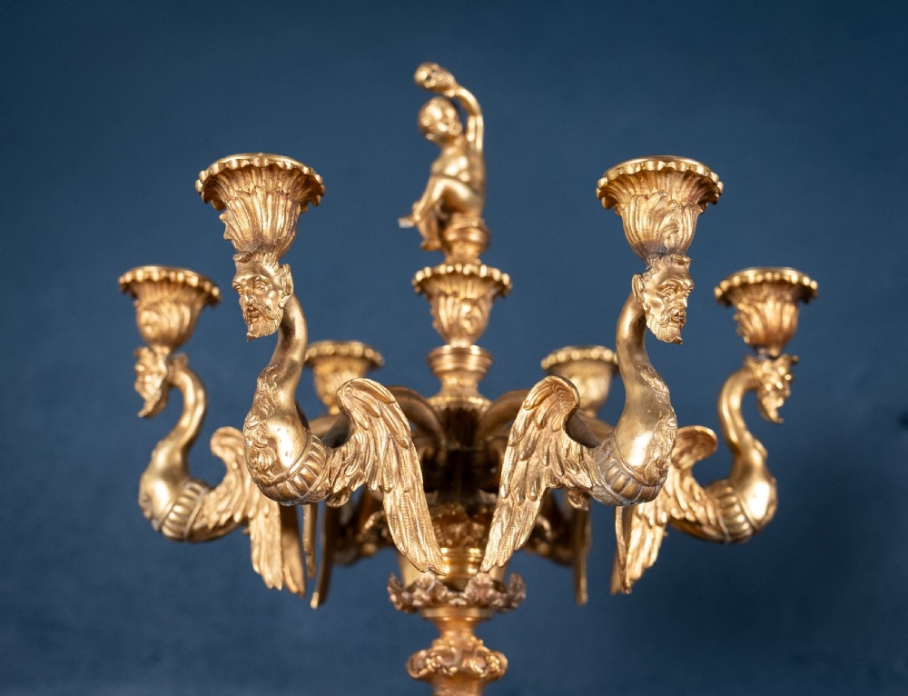 Large Pair Of Gilded Neoclassical Style 7-Branch Candelabra View II