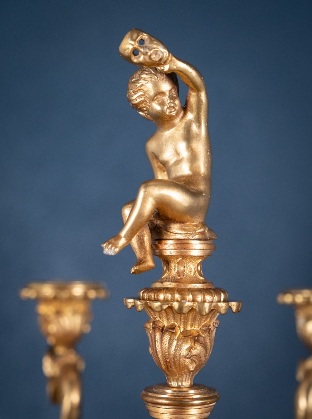 Large Pair Of Gilded Neoclassical Style 7-Branch Candelabra View III