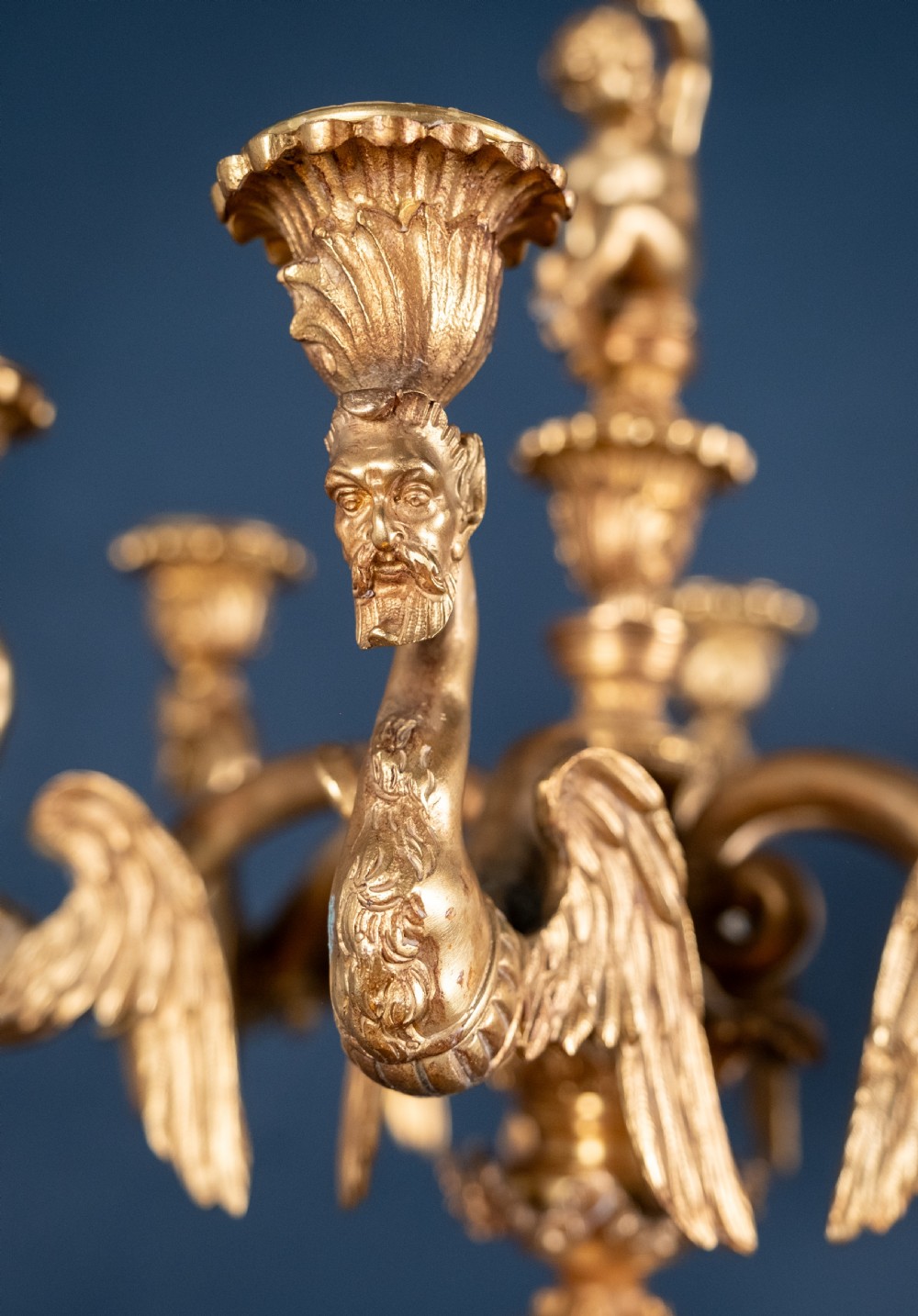 Large Pair Of Gilded Neoclassical Style 7-Branch Candelabra View VI