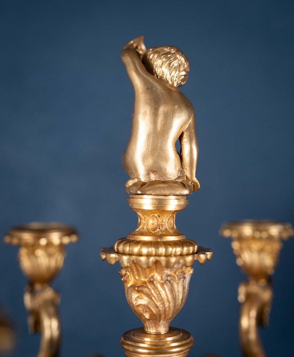 Large Pair Of Gilded Neoclassical Style 7-Branch Candelabra View XIV