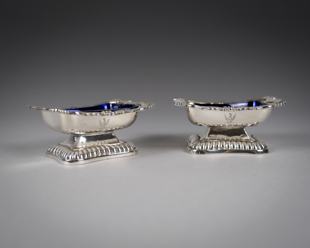 George III Silver Pedestal Open Salts by Samuel Hennell & John Terry, 1814.