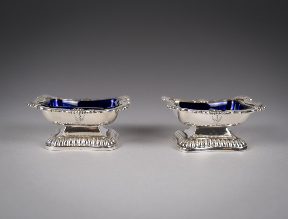 George III Silver Pedestal Open Salts by Samuel Hennell & John Terry, 1814. View III