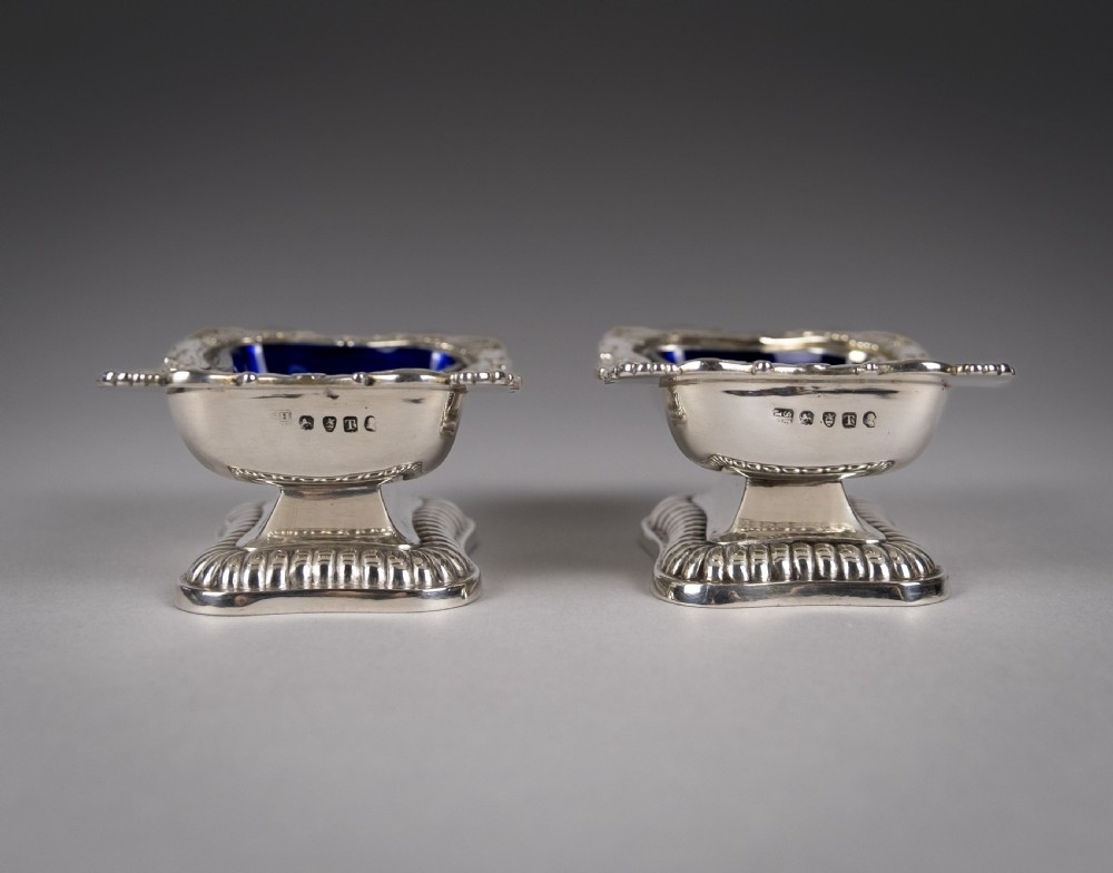 George III Silver Pedestal Open Salts by Samuel Hennell & John Terry, 1814. View VI