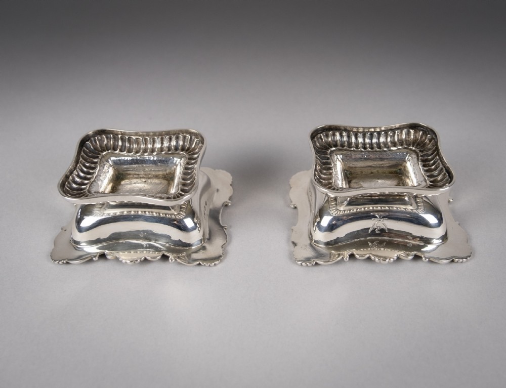 George III Silver Pedestal Open Salts by Samuel Hennell & John Terry, 1814. View XIII