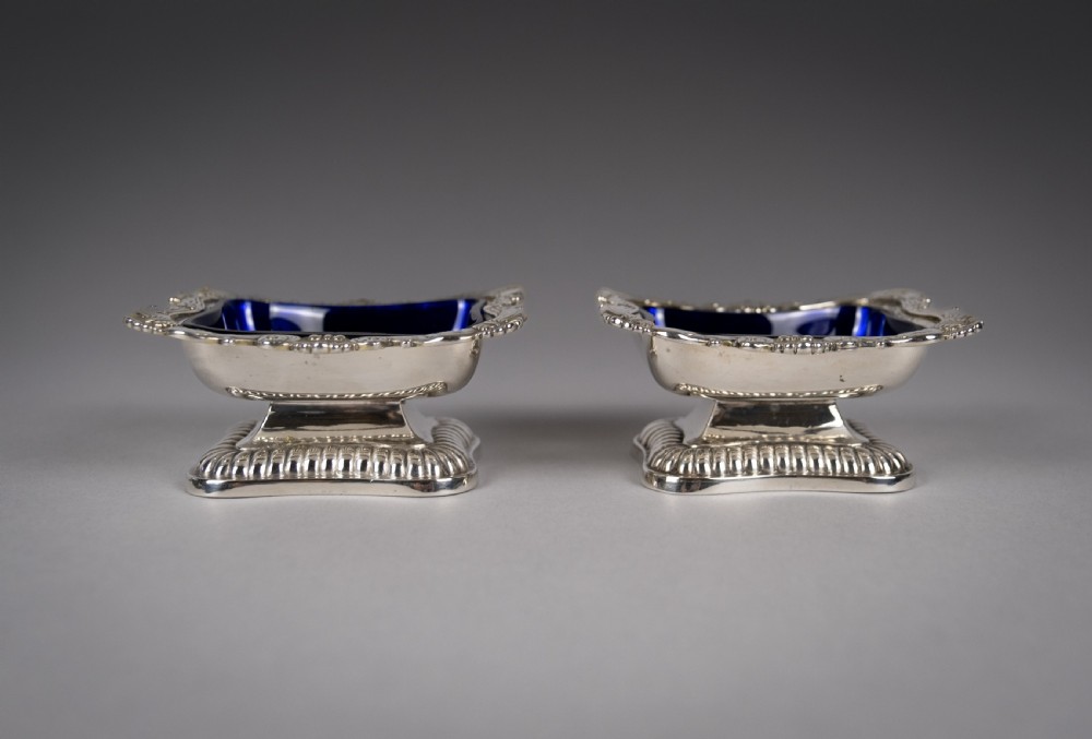 George III Silver Pedestal Open Salts by Samuel Hennell & John Terry, 1814. View XV