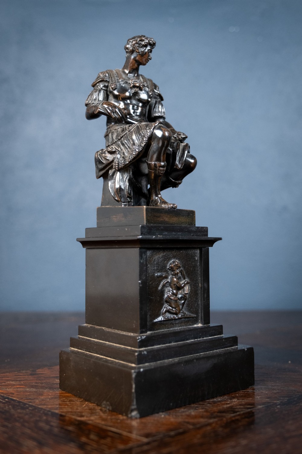 Grand Tour Bronze Of Giuliano de Medici After Michelangelo View IV