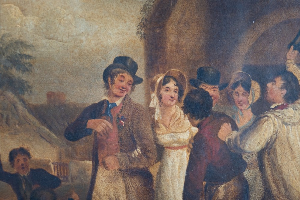Early 19th Century Oil On Board - A Fracus Outside Chapel View II