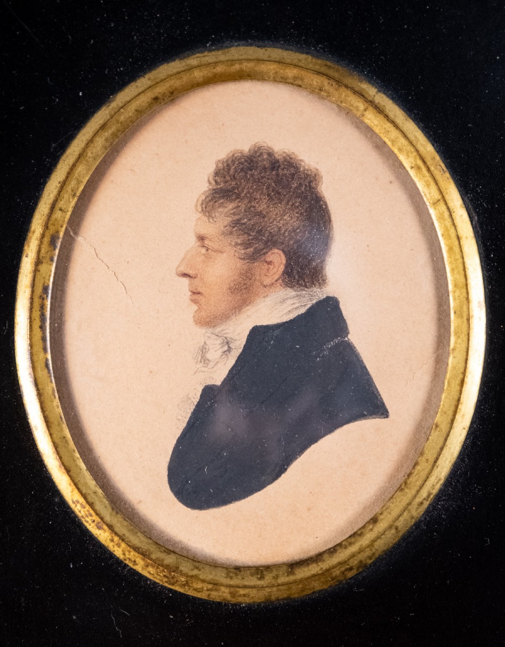 Early 19th Century Miniature Portrait Of A Gentleman. Watercolour.
