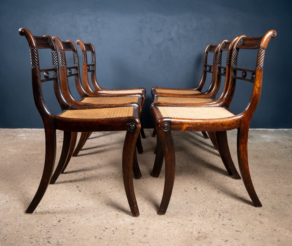 Six Regency Mahogany & Caned Dining Chairs In The Manner Of Gillows. View II