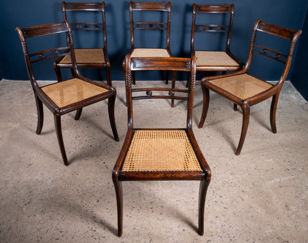Six Regency Mahogany & Caned Dining Chairs In The Manner Of Gillows. View IV