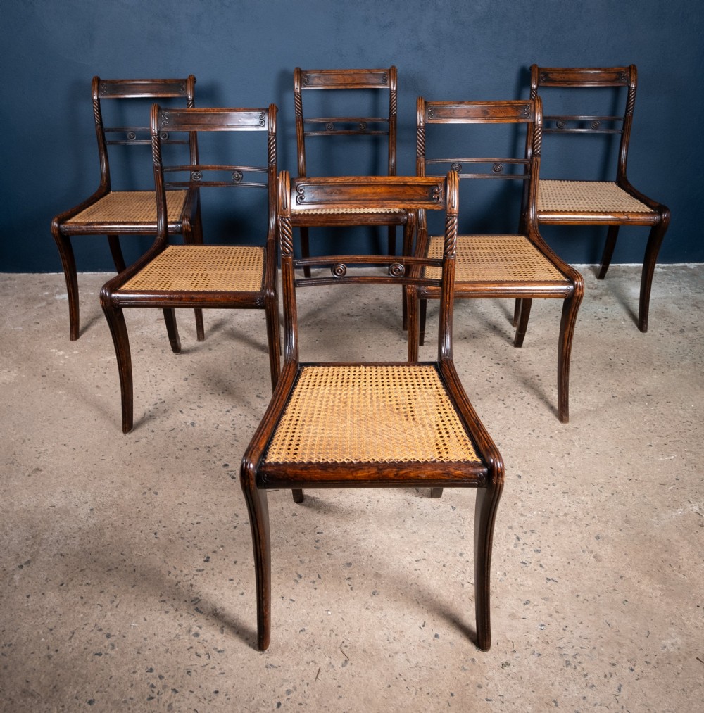 Six Regency Mahogany & Caned Dining Chairs In The Manner Of Gillows. View XII