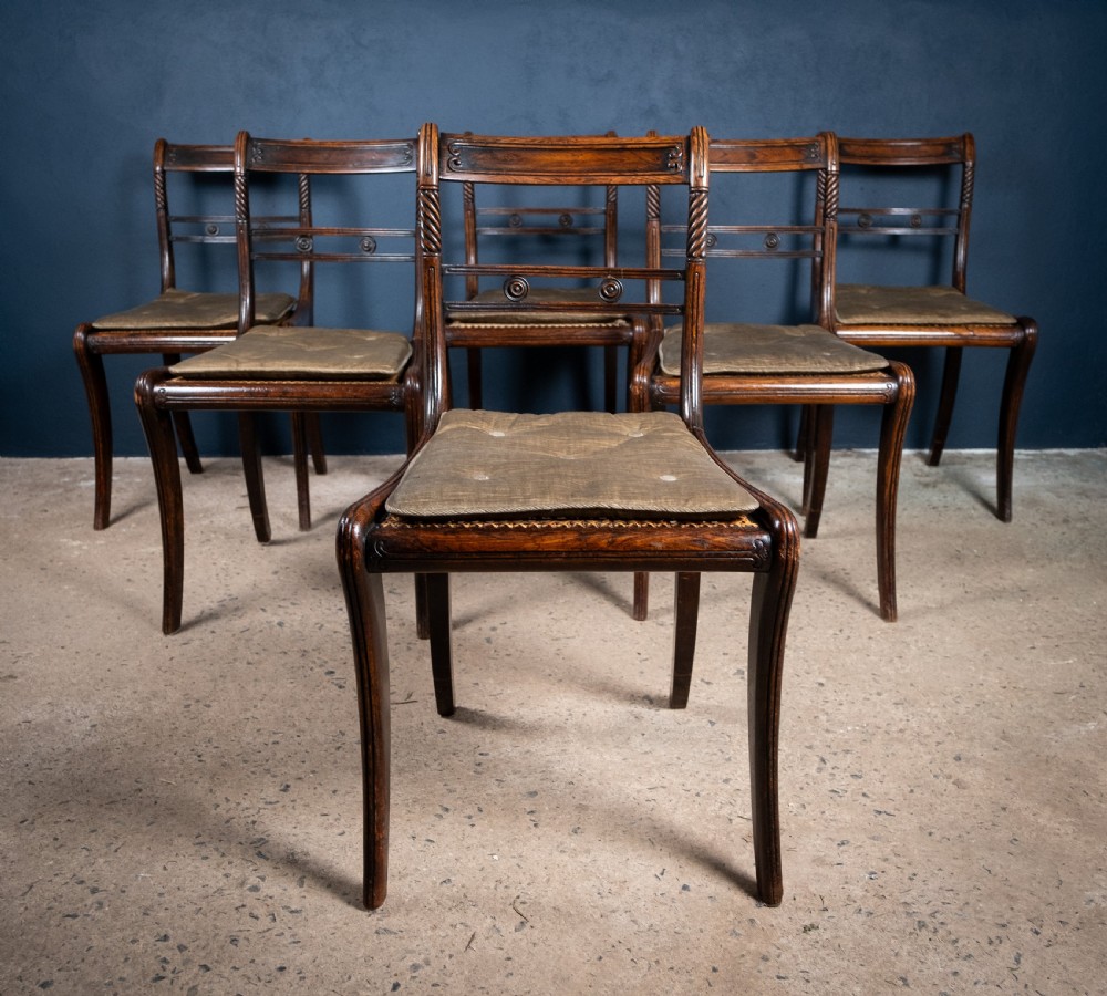 Six Regency Mahogany & Caned Dining Chairs In The Manner Of Gillows. View XIII