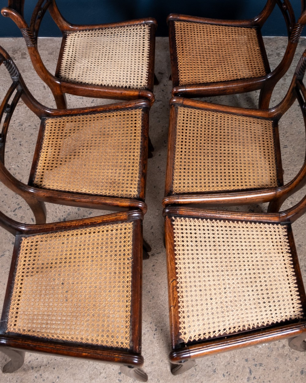 Six Regency Mahogany & Caned Dining Chairs In The Manner Of Gillows. View XIX