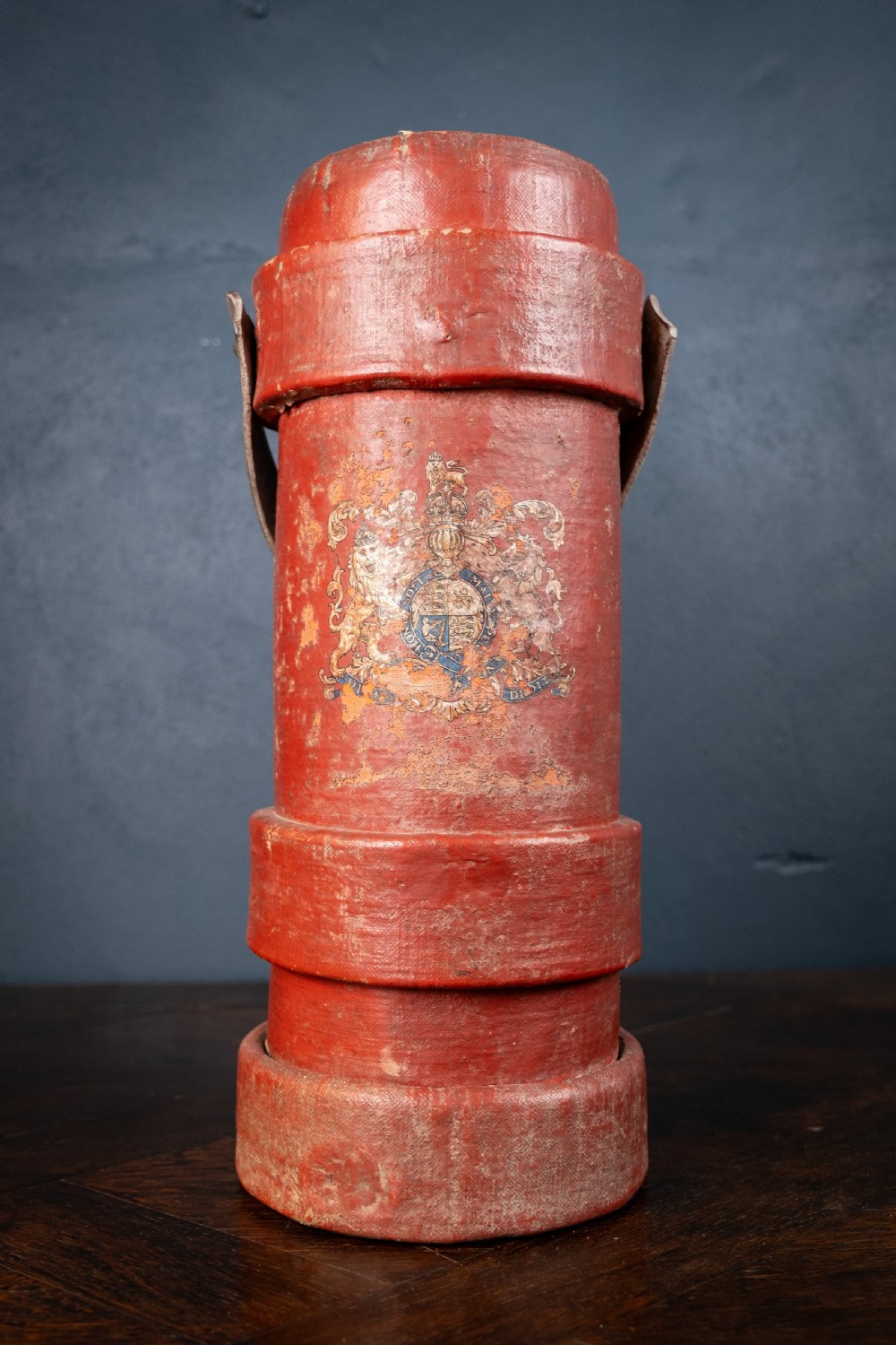 Red Royal Coat Of Arms Artillery Shell Case Stick Stand, c.1900