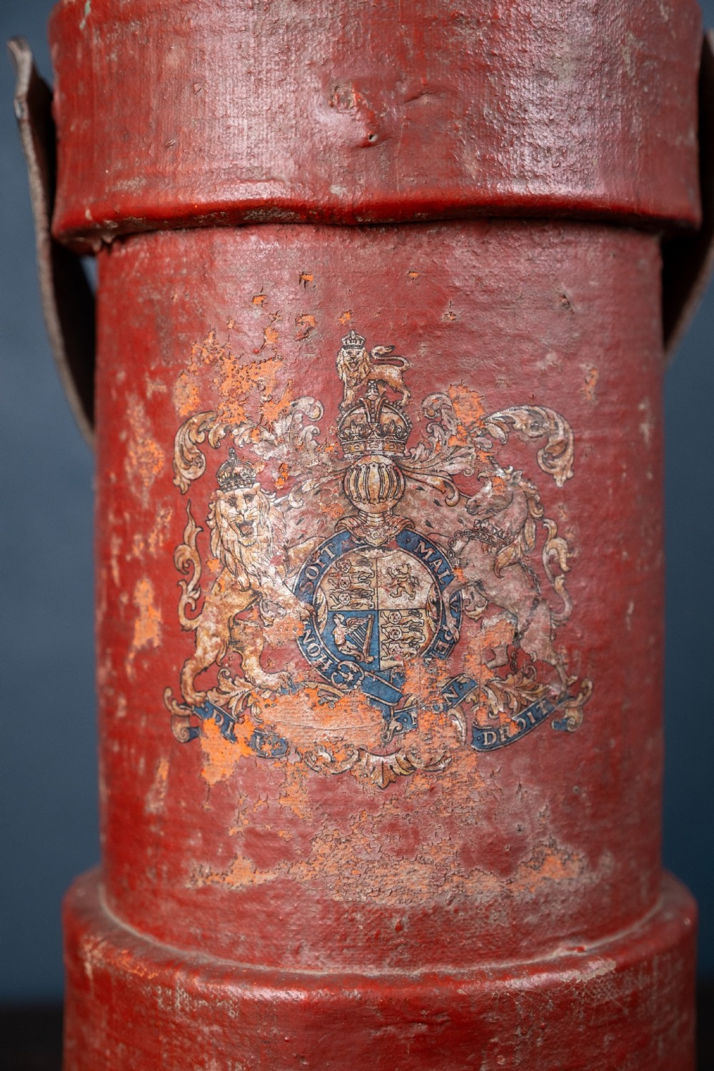 Red Royal Coat Of Arms Artillery Shell Case Stick Stand, c.1900 View III