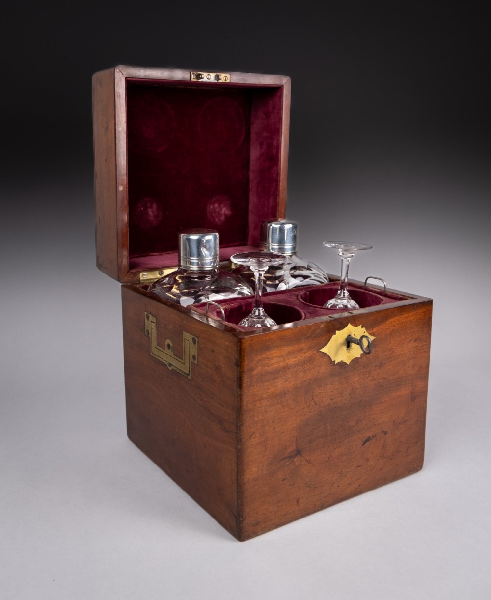 Joseph Angell I Georgian Sterling Silver Decanter & Glass Set, 1827.