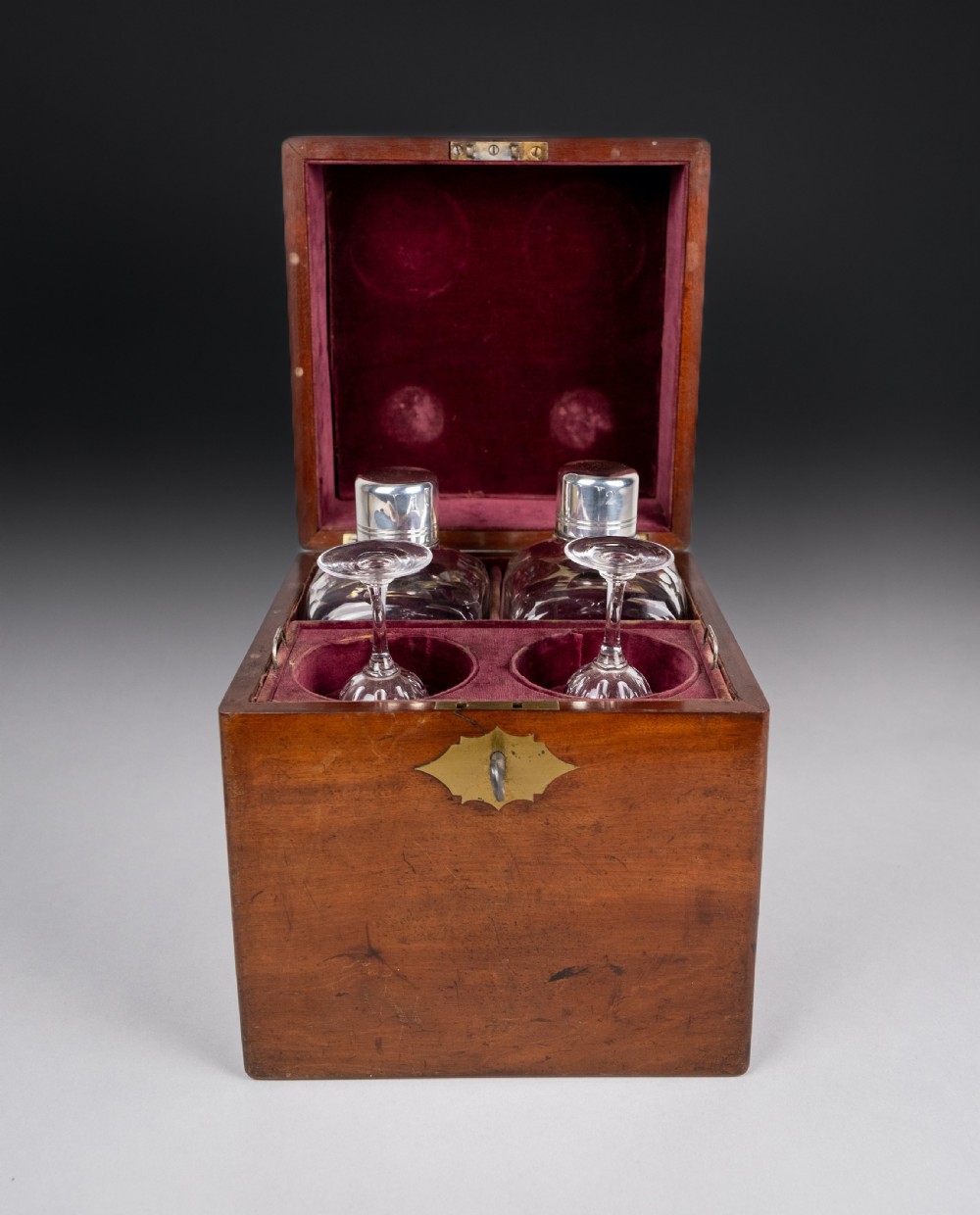 Joseph Angell I Georgian Sterling Silver Decanter & Glass Set, 1827. View V