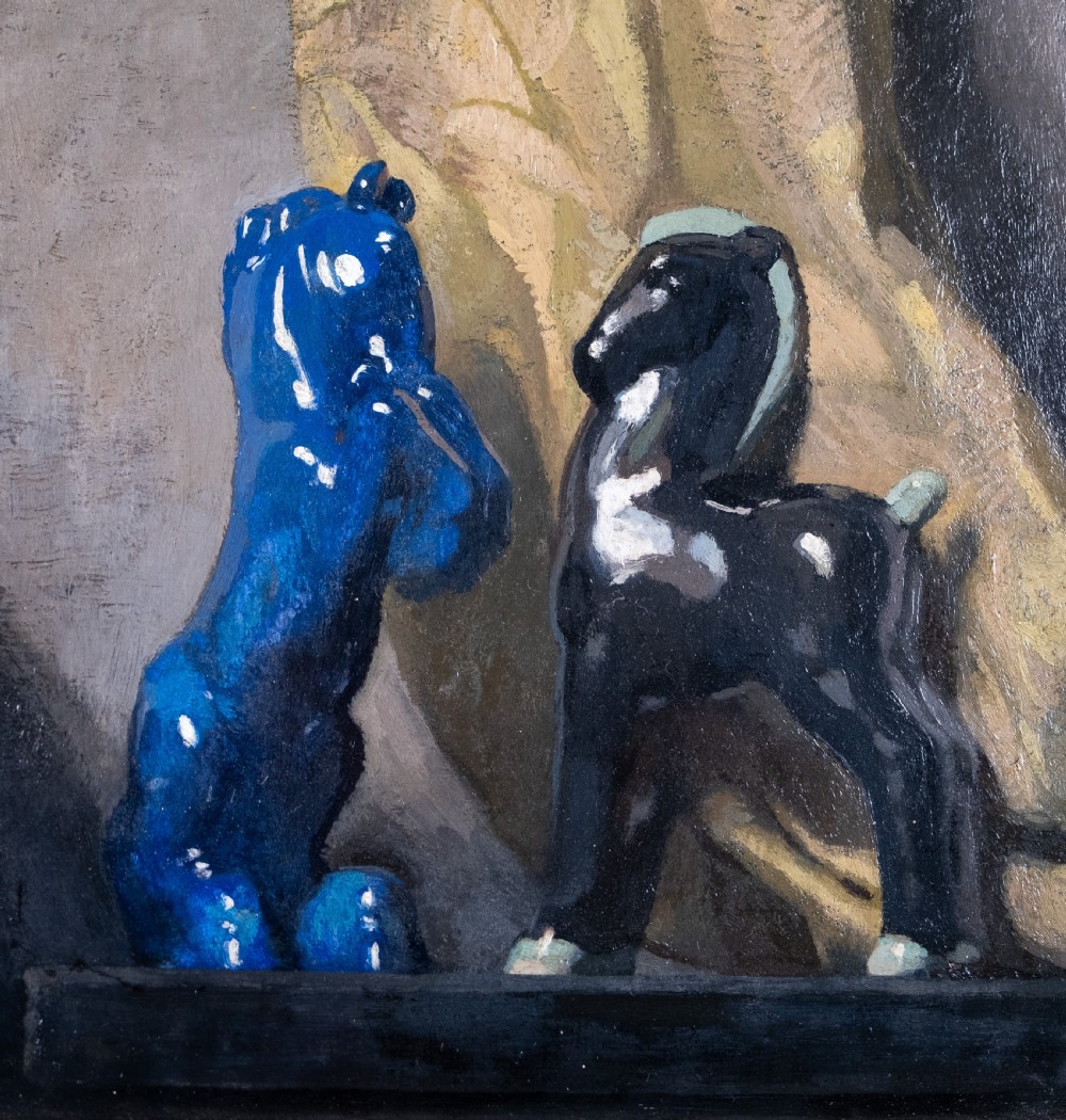 Attributed to Virgilio Costantini (1882-1924) - Ceramic Horses. Oil On Board. View IV