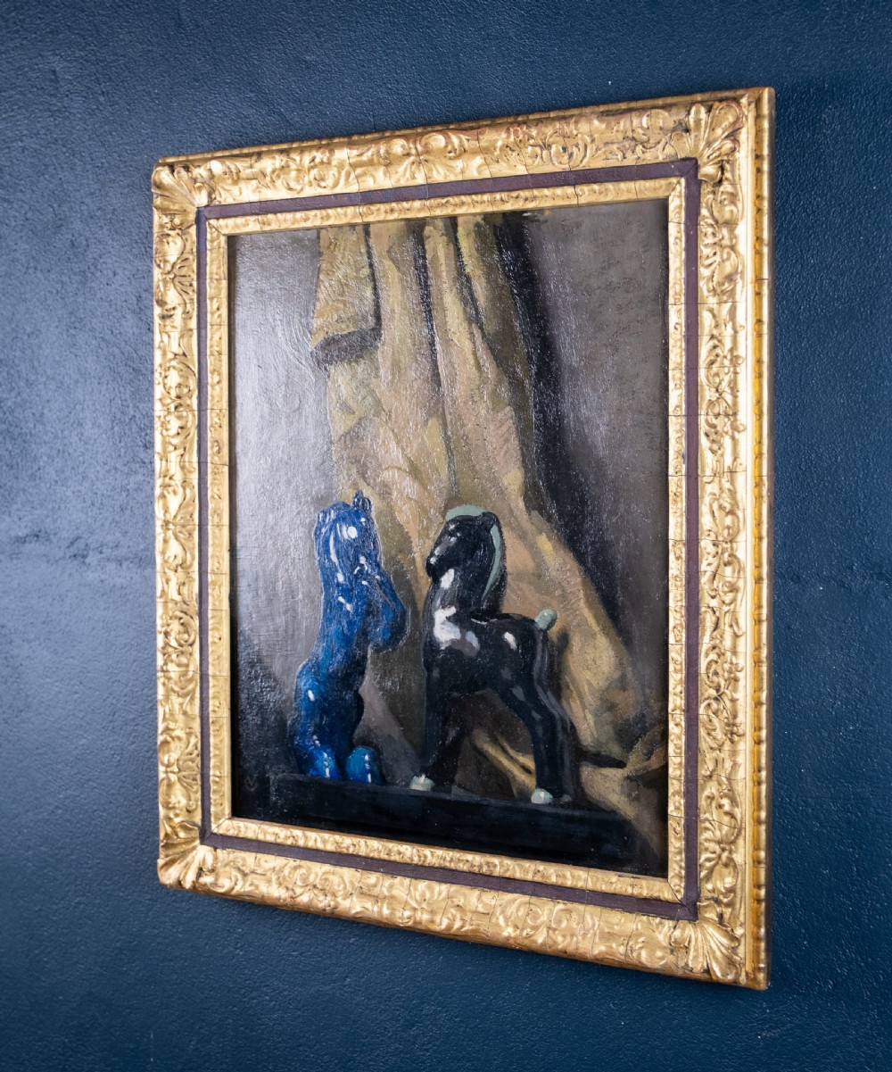 Attributed to Virgilio Costantini (1882-1924) - Ceramic Horses. Oil On Board. View IX