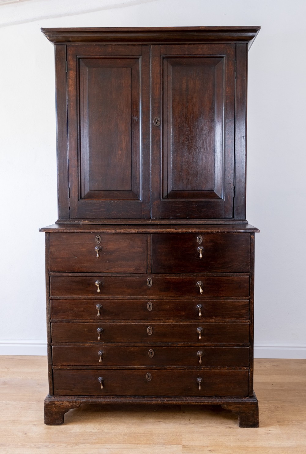 Georgian Oak Bookcase Cupboard, c.1800