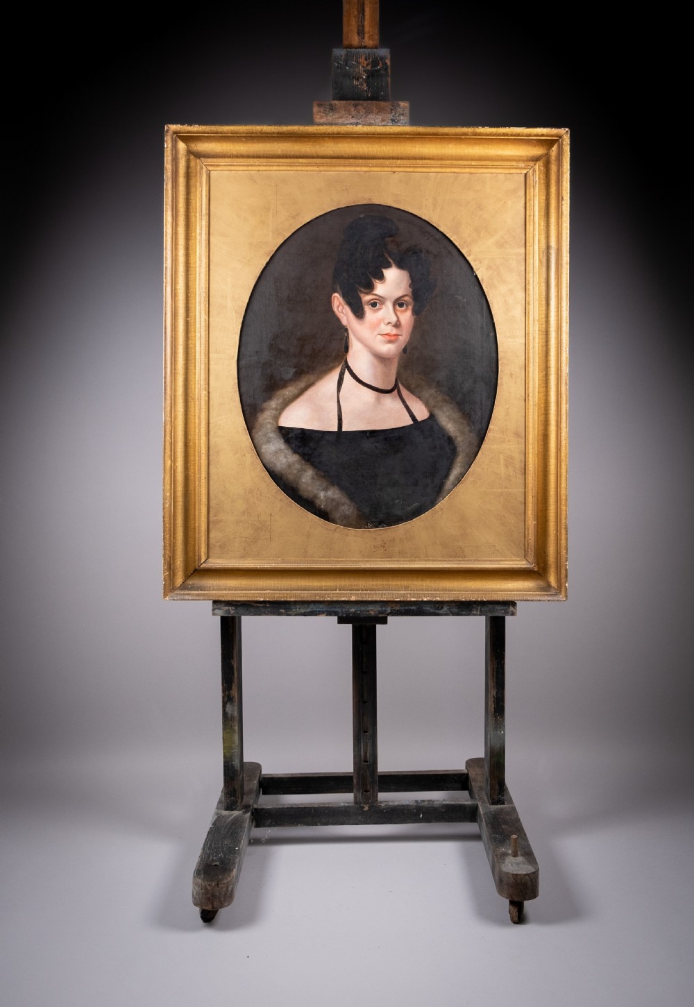 Large 19th Century Portrait Of A Lady - Oil On Canvas.
