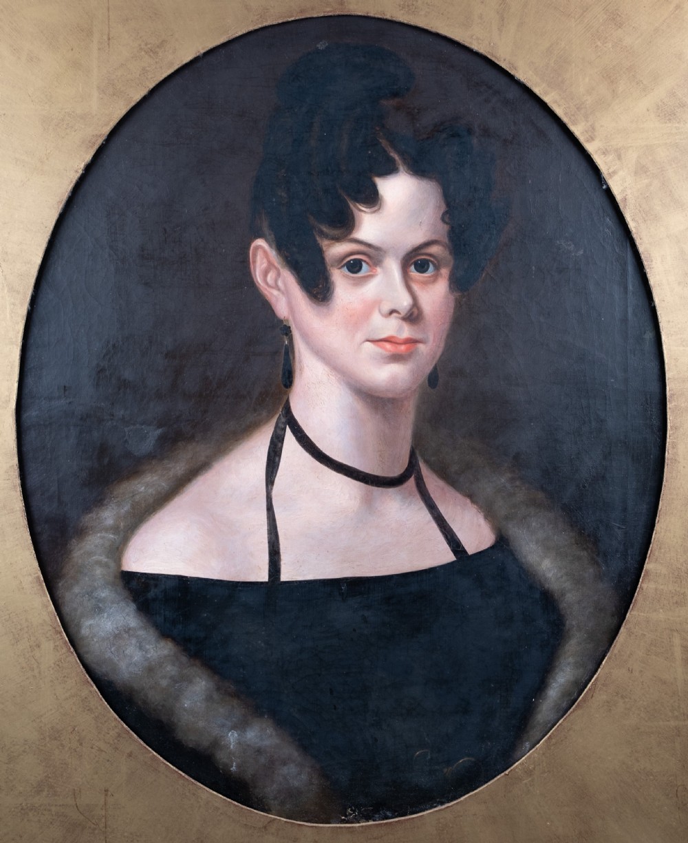 Large 19th Century Portrait Of A Lady - Oil On Canvas. View III