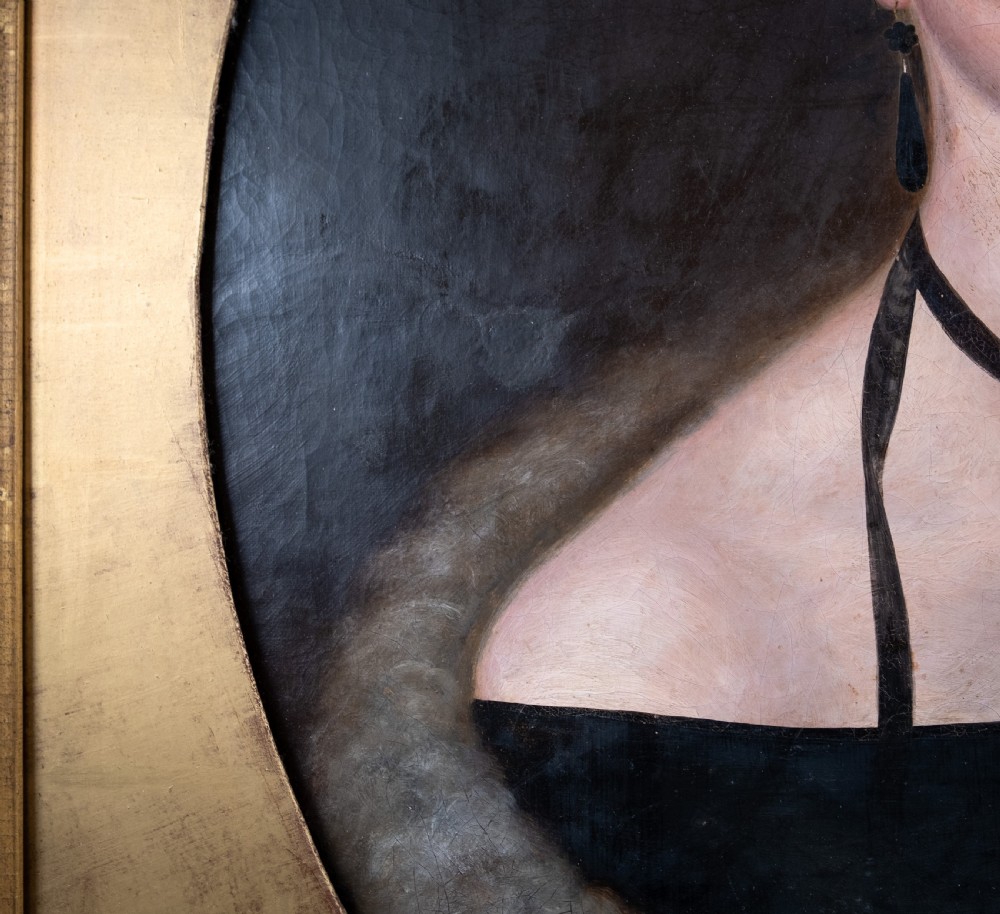 Large 19th Century Portrait Of A Lady - Oil On Canvas. View VI