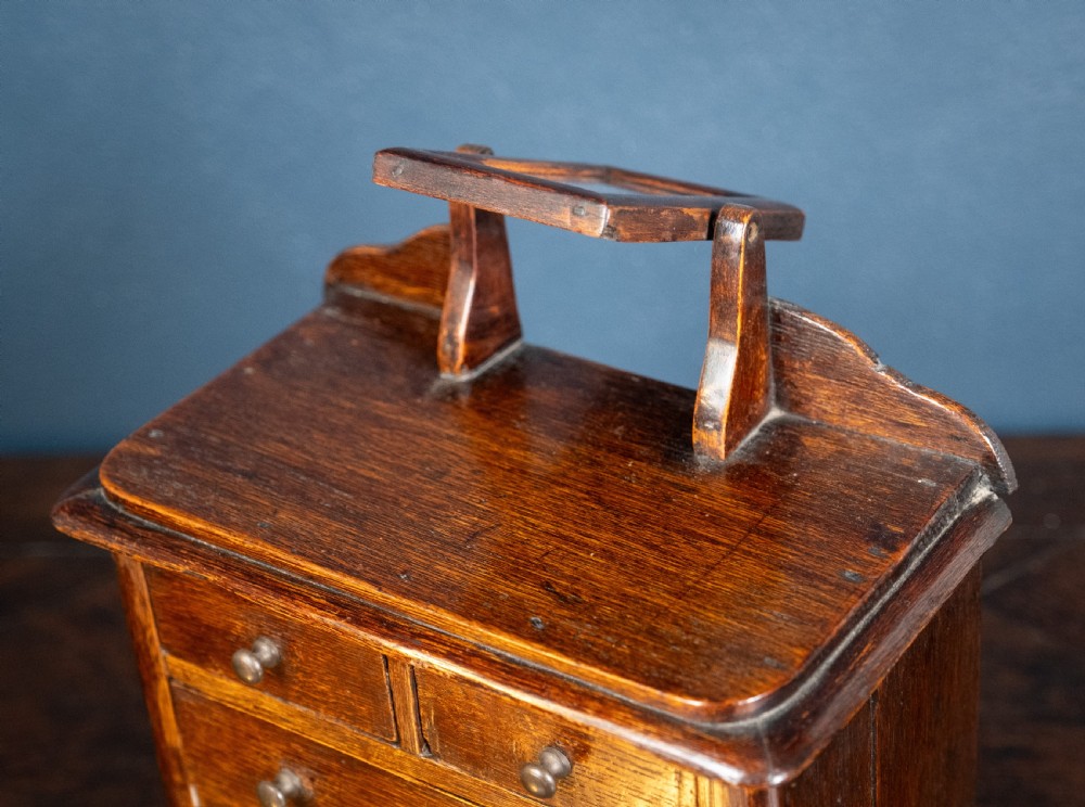 Miniature Early 19th Century Oak Chest Of Drawers With Swing Mirror View VIII