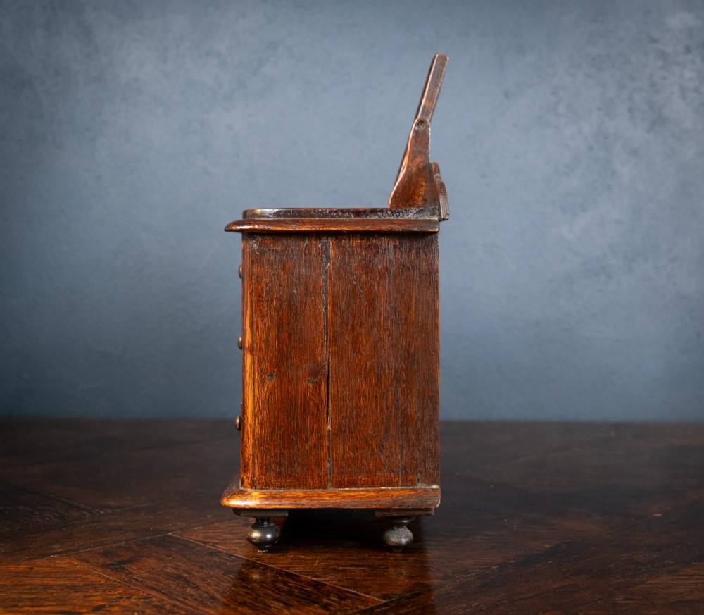 Miniature Early 19th Century Oak Chest Of Drawers With Swing Mirror View XI