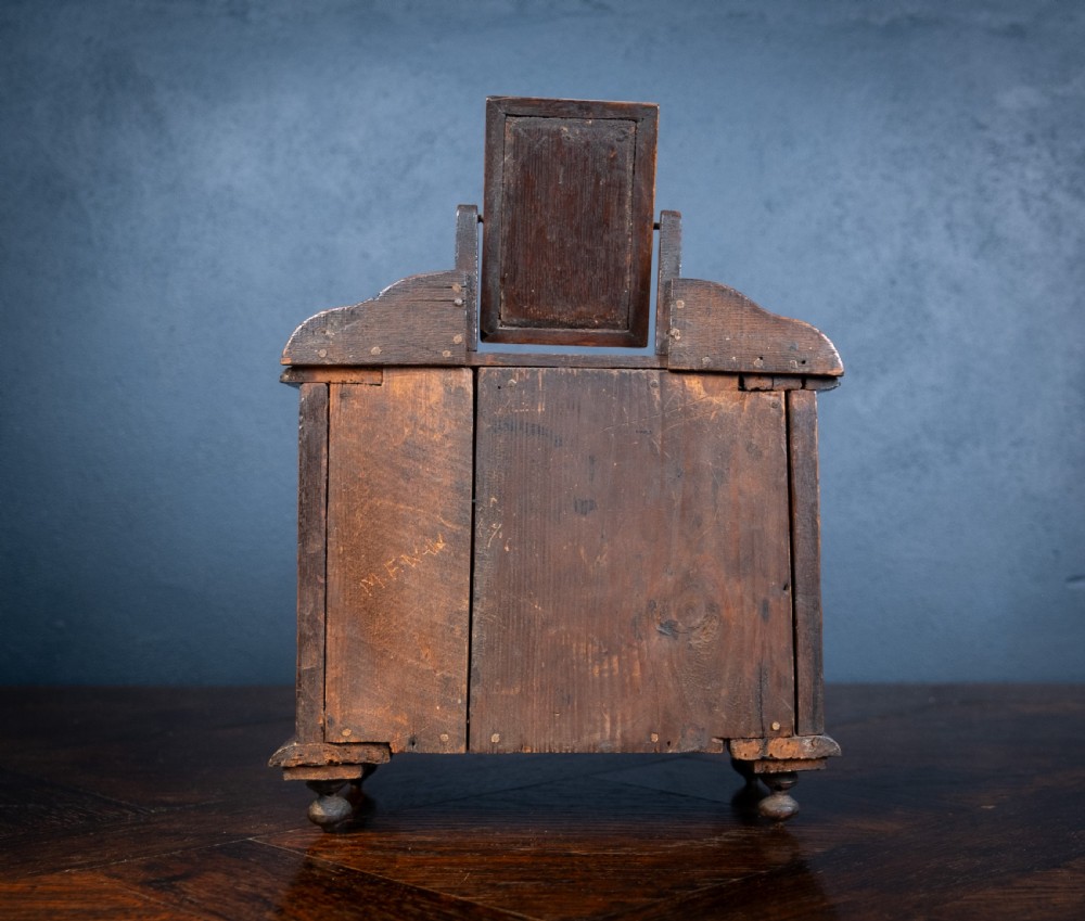 Miniature Early 19th Century Oak Chest Of Drawers With Swing Mirror View XIII