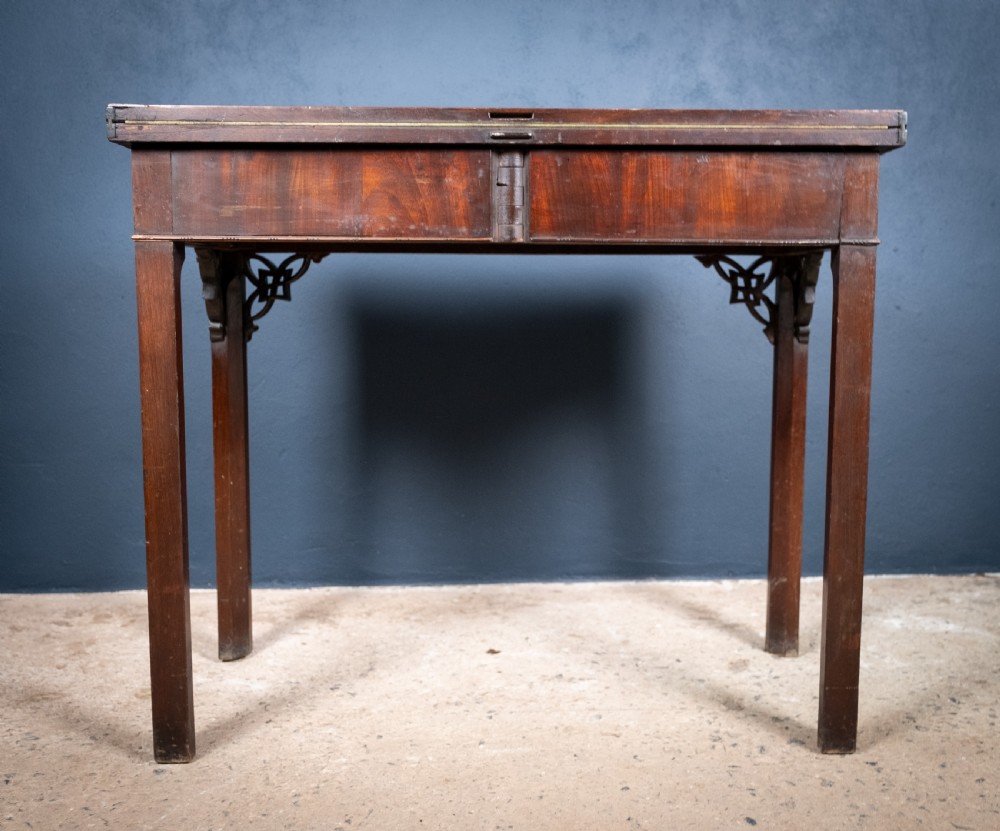 19th Century Mahogany Chinese Chippendale Style Card Table View XIX
