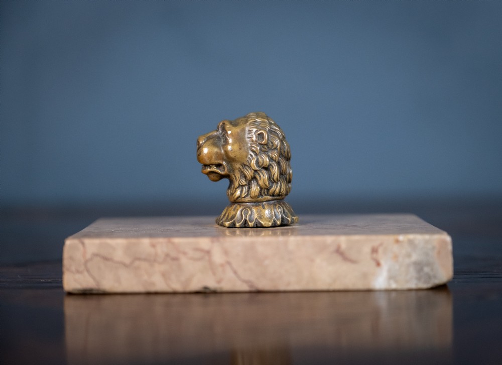 Regency Bronze Lion & Pink Marble Desk Weight View II