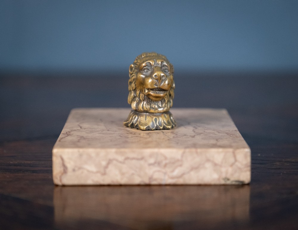 Regency Bronze Lion & Pink Marble Desk Weight View IV