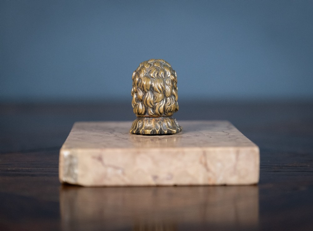 Regency Bronze Lion & Pink Marble Desk Weight View VI