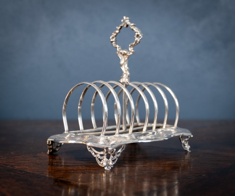 Large Sterling Silver Toast Rack by John Evans II, London, 1848