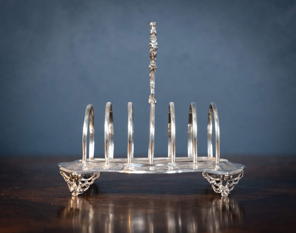 Large Sterling Silver Toast Rack by John Evans II, London, 1848 View II