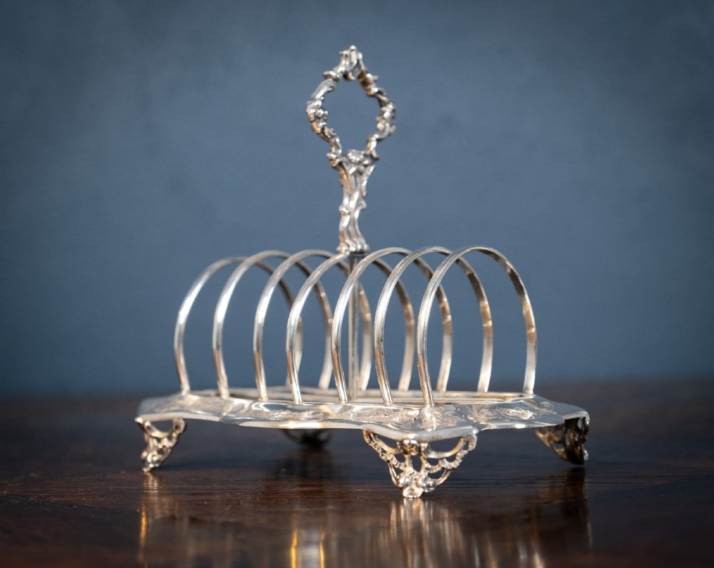Large Sterling Silver Toast Rack by John Evans II, London, 1848 View III