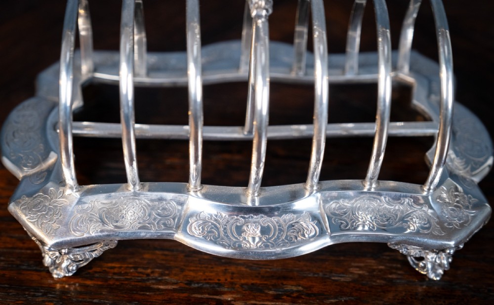 Large Sterling Silver Toast Rack by John Evans II, London, 1848 View IV