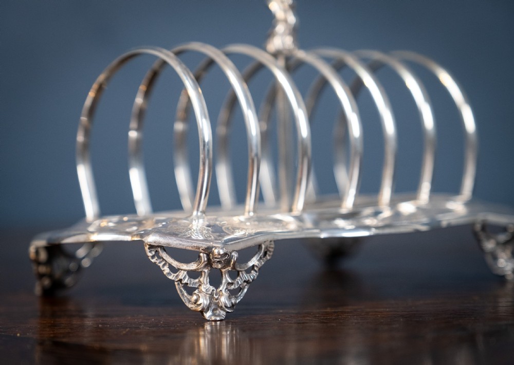 Large Sterling Silver Toast Rack by John Evans II, London, 1848 View V