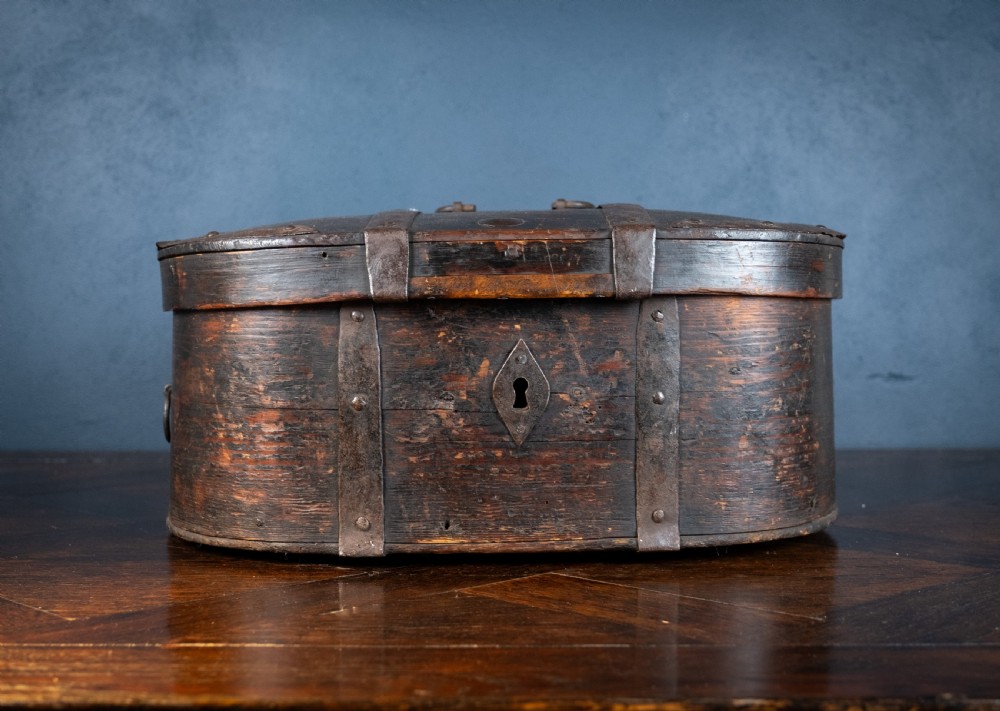 18th Century Swedish Bentwood Iron Bound Travel Box
